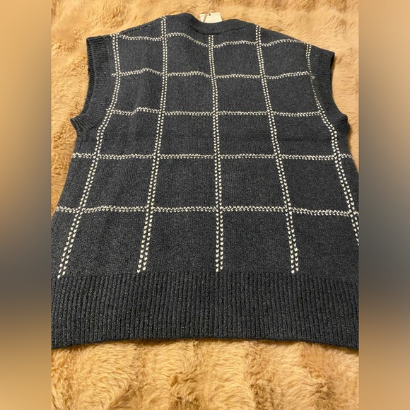 ✨ A New Day Women’s Navy Blue & White Plaid Sweater vest oversized xs - Picture 2 of 6